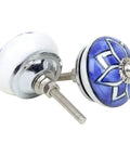 Top Shelf 10 Pack Ceramic Cabinet Knobs With Blue And White Printed Antique Patterns Sweet Glossy Finish Drawer Pull Handles For Kitchen Cupboards And Wardrobes Legit Home Decor showcasing two porcelain knobs with metallic bolts.