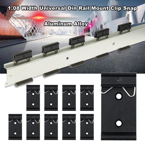 Din Rail Mount Clip 1.02 Inch Wide Universal Snap In Bracket 10 Pack Black Aluminum Alloy Relay Clip For 35mm DIN Rails