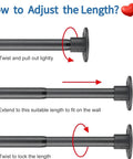 Industrial Style Wall Mounted Shower Rod Adjustable From 28 To 76 Inches Matte Black Finish for easy length adjustment