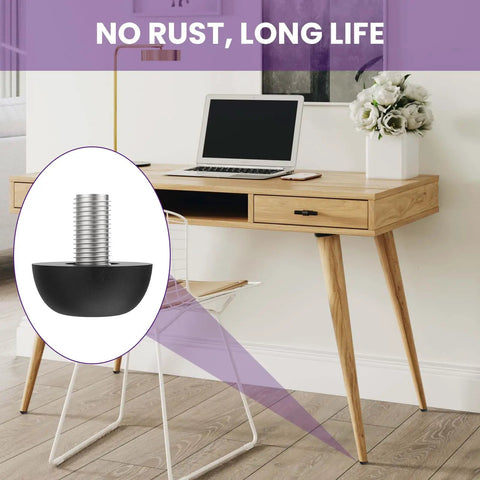 M8 Adjustable Furniture Leg Set With 304 Stainless Steel Feet in use on wooden desk