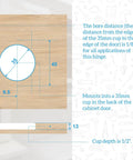 Universal Cabinet Door Hinges 8 Pack Replacement For 110 Degree Compact 33 Screw In Self Closing Hardware With Screws mount dimensions diagram