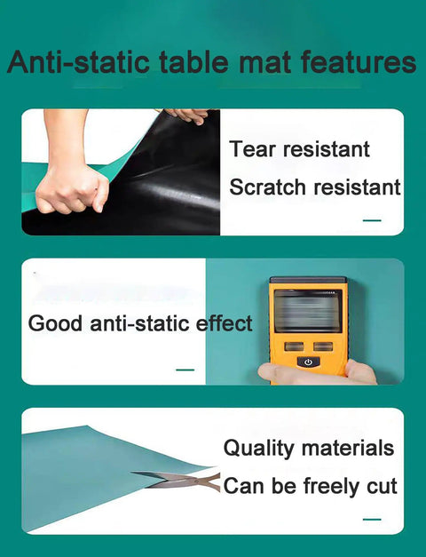 Features of ESD Safe Rubber Mat For Electronics Workstations, Oil And Heat Resistant, 2mm Thick, 0.7x10 Meter Roll