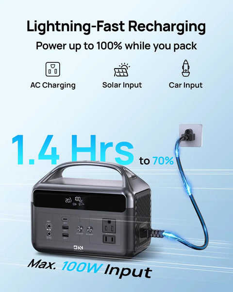Beefed Up 192Wh Portable Power Station With LiFePO4 Battery, 300W Continuous And 600W Peak Pure Sine Wave AC Outlets charging