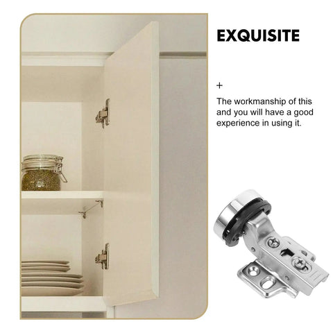 Open cabinet with Four Piece Stainless Steel Soft Close Cabinet Door Hinges for Glass Doors with Hydraulic Damping visible