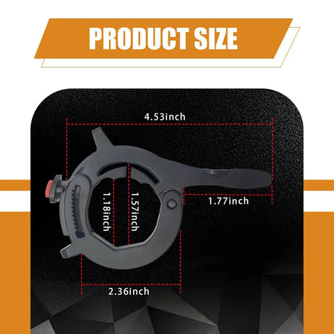 Smooth Operator Throttle Cruise Control Lock For Motorcycle Offering Ride Ease And Longhaul Comfort One Click Adjustment Weather Resistant Construction Ideal For Chill Highway Sessions In Classic Black, size measurements displayed in inches.