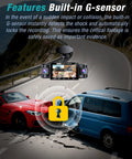 Image showing a collision detection feature of Four Channel 2.5K Dash Cam With Front Rear Left Right Coverage with built-in G-sensor.