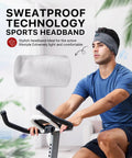 Man wearing Comfy Sleep Headphones Wireless Headband With Bluetooth 5 Point 4 And Ultra Thin HD Stereo Speakers exercising indoors