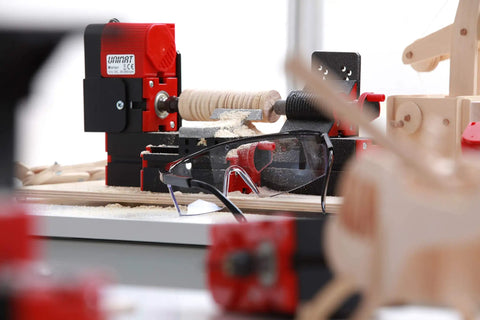 4-In-1 Woodworking Kit For Kids Ages 8 And Up Lathe Drill Sander And Saw STEM DIY Project Tool Set with safety glasses