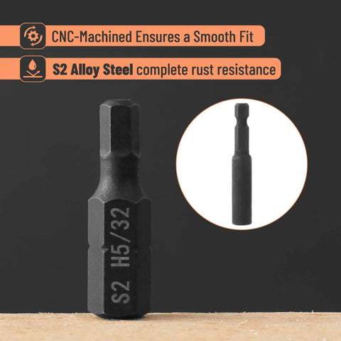 Hex Head Allen Wrench Drill Bit Set 25 Piece Kit S2 Steel Magnetic Bits With Quarter Inch Hex Shank Metric And SAE Sizes
