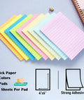 9 Pack 4x6 Inch Lined Sticky Notes With 35 Sheets Per Pad, Pastel Colors Memo Pads For Office And Home, displayed fanned on desk