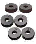 Rotating Head Knurling Tool Set With Dual Wheels For Metalworking, Coarse Diagonal Pitch, pack of 7 knurl wheels display