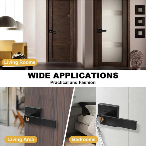 12 Pack Black Passage Door Levers With Square Panel Modern Interior Door Handles for hallways and bathrooms daily use
