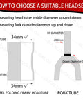 Diagram of 1-1/8 Inch Threadless Bike Headset For MTB And Road Bikes, showing 34mm frame, 28.6mm steerer, and 30mm crown race.