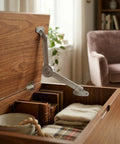 Soft Close Lid Hinges Kit Of 8 With Hydraulic Dampers For Cabinets Chests Wardrobes And Boxes installed in wooden chest