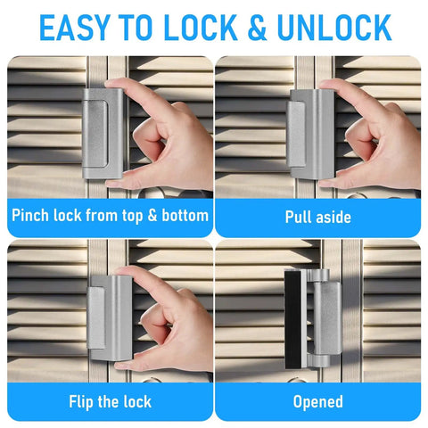 Step-by-step use of Three Pack Heavy Duty Door Reinforcement Lock For Inward Swinging Doors Up To 800 Lbs Childproof Top Lock