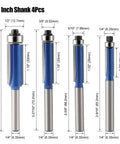 No Fuss Professional Grade 1/4 Inch Shank Top Bearing Flush Trim Router Bit For Efficient Wood Synthetic And Laminated Board Trimming Rock Solid Finish showing sizes and measurements.