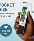 Hand holding 4-In-1 TDS Meter Digital Water Tester For Drinking Water, Precise TDS, EC and Temperature Readings Up To 9990 PPM, compact size