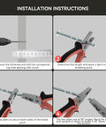 Installation instructions for Straight Up Premium Matte Black Cabinet Handles 30 Pack with steps using pliers and drill.