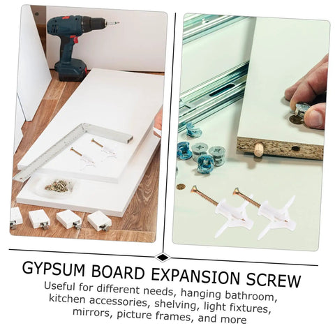 100 Piece Expansion Screw Set For Aircraft Type Drywall Anchors with screws and installation accessories in use