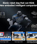 Badass AI Powered Bionic Robot Dog With Raspberry Pi 5 And 12 Joints For Python Coding Enthusiasts Featuring OpenCV Face Color Tracking and Hella Impressive Embedded Intelligence Tech. Robot dog showcasing HD camera, speaker, and AI features.