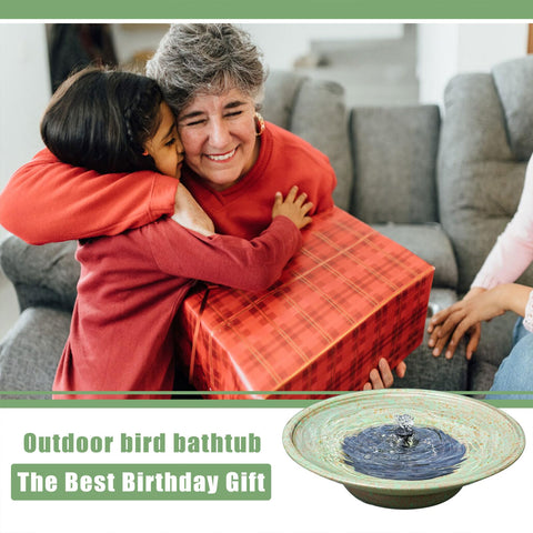Solar Fountain Bird Bath Bubbler For Outdoor Garden Made Of Metal Water Feature For Patio Decor Sun Powered No Battery Needed Easy Setup Creates Sparkling Water Sprays That Attract Birds with family celebrating a birthday.