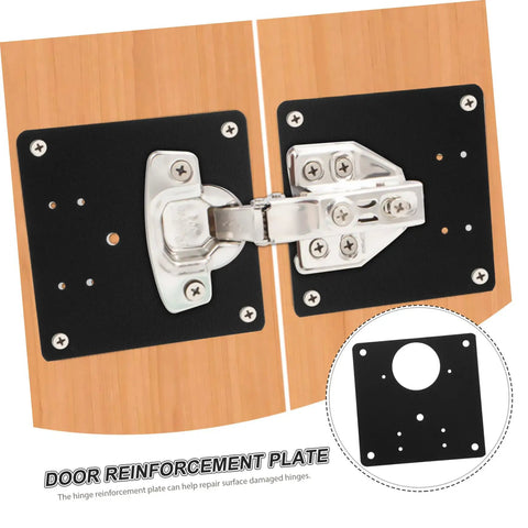 Installed Six Pack Kitchen Cabinet Hinge Repair Plates Kit with quick install, showing durable attachment on wooden cabinet doors.