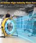 20 Inch Industrial Drum Fan Pushing 4650 Cubic Feet High Velocity Air Through Four Speed Settings Built Like A Tank For Portable Warehouse And Garage Cooling in gym setting