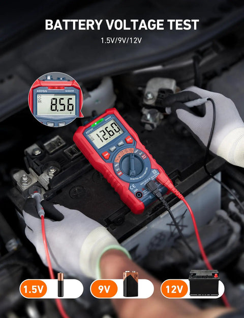Digital Multimeter With TRMS 4000 Counts Auto Ranging Volt Meter Ohmmeter NCV Capable measuring car battery voltage