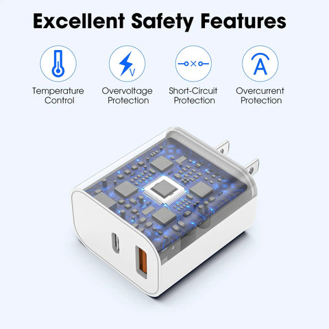 Internal view of 20W USB C Fast Charger Wall Block With 6 Ft Type C To USB C Cable For iPhone 17 16 15 Pro Max Air And iPad Pro Mini