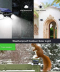 Outdoor Solar Security Lights 30 LED Dual Head Motion Sensor Floodlights IP65 Waterproof on wall and with squirrel