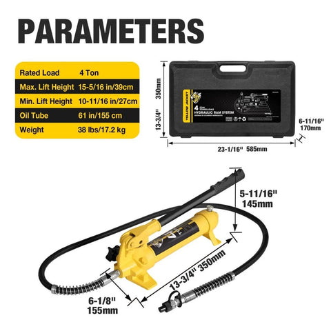 4 Ton Hydraulic Porta Power Kit Pusher Puller Ram Jack For Auto Body Frame Repair Tool With Blow Mold Carrying Case
