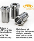 Half Inch DA180 Collet Tool Holder for CNC Milling and Drilling, Hardened and Ground Steel Build, 3 Pack close-up