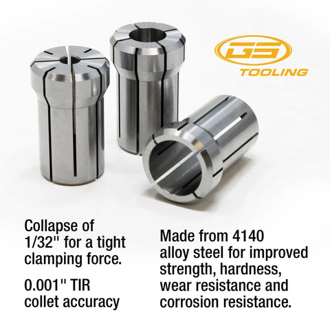 Half Inch DA180 Collet Tool Holder for CNC Milling and Drilling, Hardened and Ground Steel Build, 3 Pack close-up