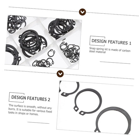 225 Piece Carbon Steel C Shaped Retaining Clip Assortment Kit External Snap Rings For Shafts And Axles packaging