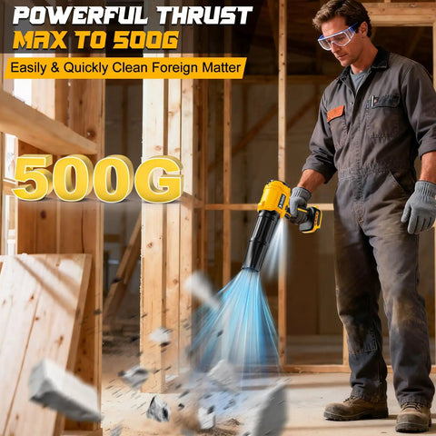 Man using Beast Cordless Leaf Blower For DeWalt 20V Batteries Tool Only No Battery Included in construction site