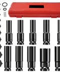 Top Notch 10 Piece Deep Impact Socket Set Metric 8 To 24mm For Tough Lug Nut Removal And Heavy Duty Automotive Maintenance With Durable Cr-V Steel Construction Built Like A Boss For Trucks SuVs And Motorcycles red case and metric sockets 8mm to 24mm