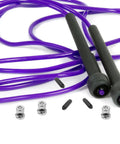 Premium Adjustable Jump Rope Screw Caps Replacement Set With Steel End Covers Bulk Pack Fits Speed Cable Ropes - purple rope, black handles
