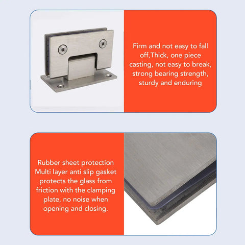 Heavy Duty Stainless Steel Glass Shower Door Hinges 90 Degree Fits 8 To 12mm Glass Quiet Operation Easy Install