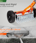 Close-up of Roller Dethatching Rake With Wheels For Easy Push Across Your Lawn 76.8 Inch Adjustable Handle 2Mm Stainless Steel Blades