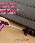 Foldable 32 Inch Grabber Reacher For Seniors With Rotatable Clamp Head And Non Slip Grip picking item under furniture