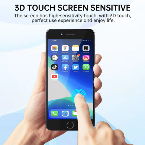 Person holding iPhone 7 Plus Screen Replacement Kit With Full Front Assembly Including Home Button Front Camera Ear Speaker Earpiece Frame And Screen Protector Plus Repair Tools A1784 A1785 A1661 displaying apps on screen.