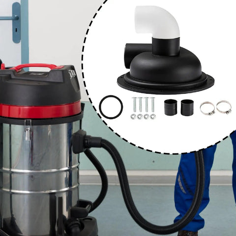 Nifty Cyclone Separator Cover Lid With Hella Efficient Dust Collection For Woodworking Tools Prevents Clogging Super Easy Install And Works Perfect With Your Chipboard Vacuum To Keep Your Shop Spotless And Messy Sawdust Clutter with black and white fitting components.