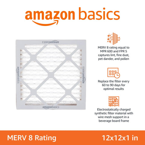 MERV 8 Furnace Filter For Home Use 12x12x1 Inches 6 Pack Electrostatic Dust Pet Hair And Allergy Control HVAC Filter