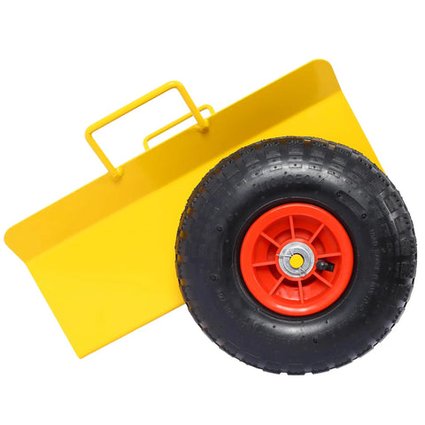 Rock Solid Heavy Duty Slab Cart With 10 Inch Pneumatic Tires And 600 Pound Capacity showing yellow load platform and red wheel.