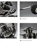 Close-up of the Catalina 5000 Spinning Reel showcasing the spool, handle, and bearings, black finish, Japan import.