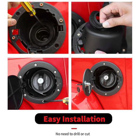 Installation of Jeep Wrangler JK Fuel Filler Door Cap Cover Accessory For 2007 2017 2 Door 4 Door with US Flag design