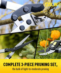 Compact 17 Inch Anvil Loppers And Hedge Shears 3 Piece Garden Pruning Set With Branch Cutter Hedge Clippers And Garden Scissors