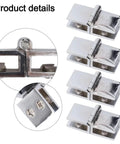 Top Shelf Stainless Steel Glass Door Hinges Rocking 180 Degree Swivel Motion With Double Sided Clamp Fit For 5 To 8 Mm Glass 4 Pack details showing double clamp design.