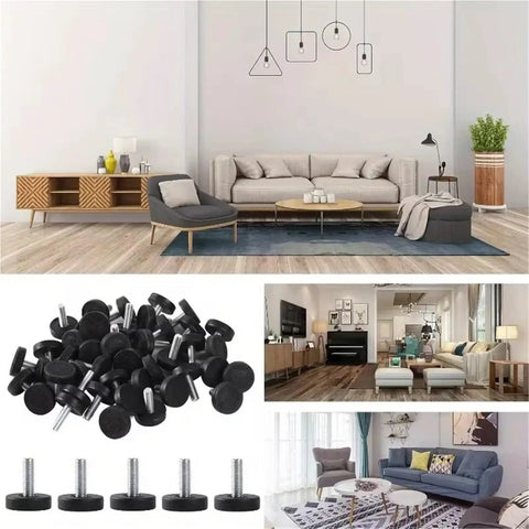Adjustable Furniture Feet 24 Piece Set For Tables, Chairs, And Cabinets Leveling Threaded Posts With Non Slip Bases