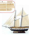 Wooden Ship Model Kit One To One Thirty Scale Diy Hobby Boat Building Kit For Adults And Kids Requires Assembly Classic Sailing Vessel For Display Decor And Gift Fun Hands On, shown assembled with wood kit parts.